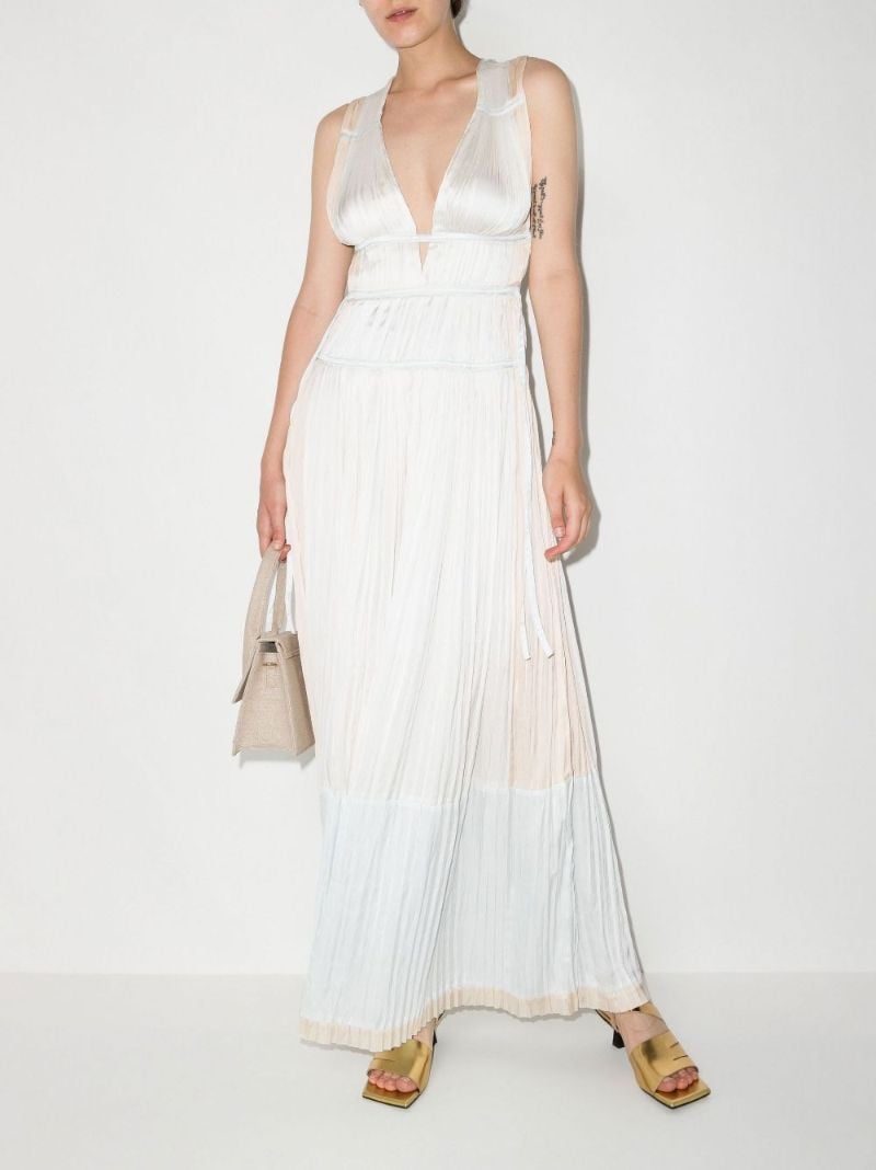 White Valeria Pleated Maxi Dress