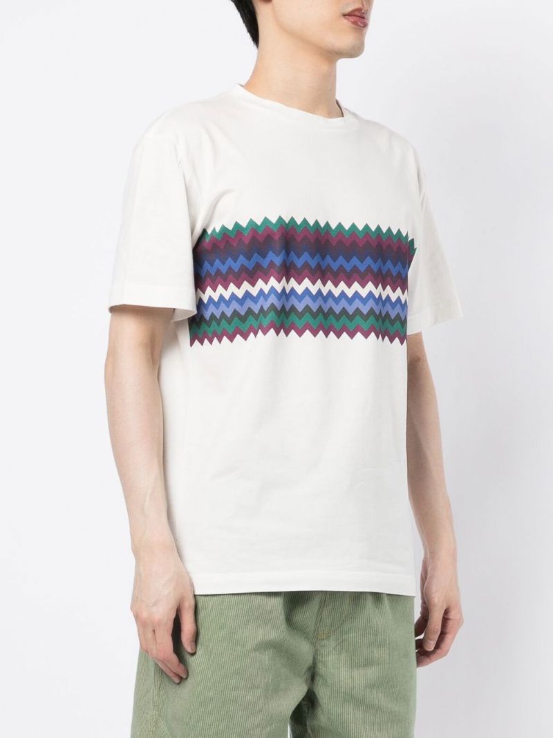 White Zigzag Print T-shirt