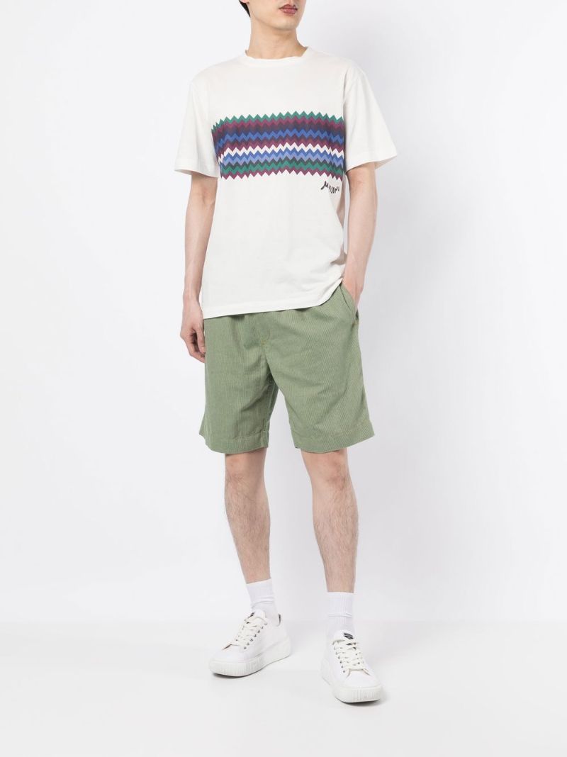 White Zigzag Print T-shirt