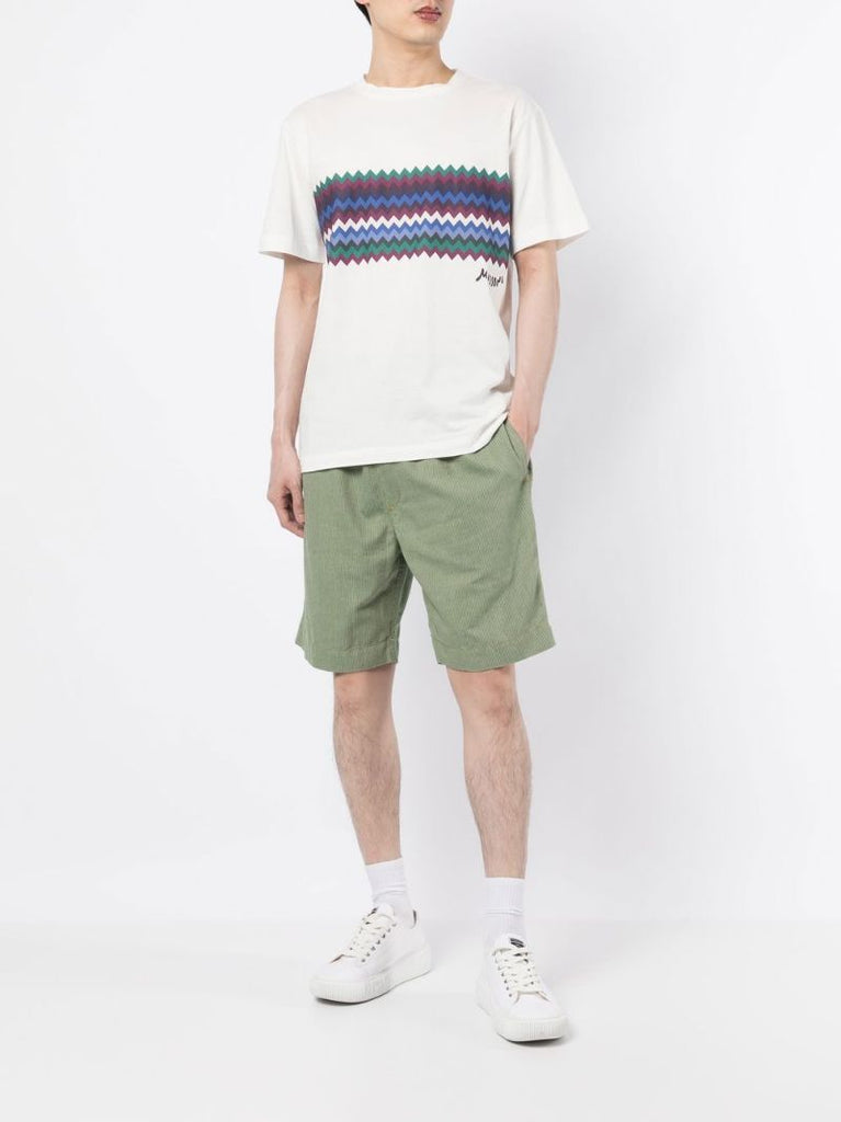 White Zigzag Print T-shirt