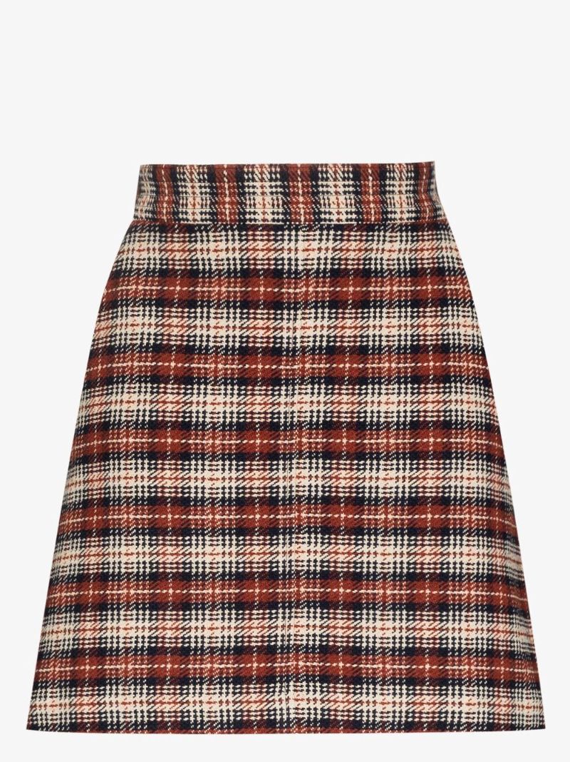 Brown High Waist Check Mini Skirt