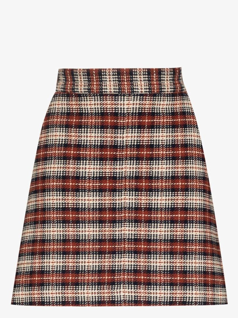 Brown High Waist Check Mini Skirt