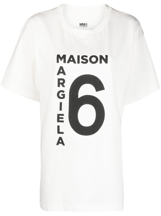 White Logo Print T-shirt