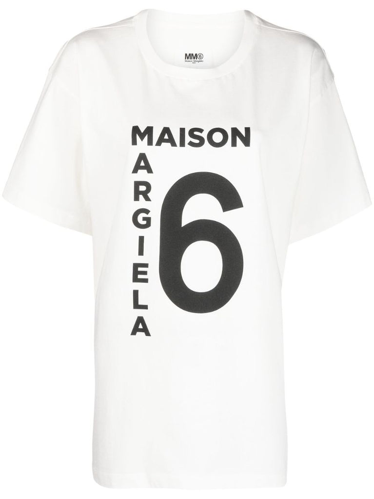 White Logo Print T-shirt