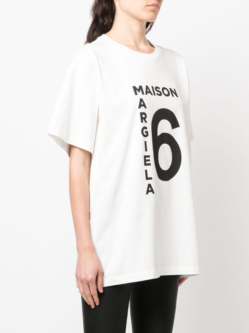 White Logo Print T-shirt