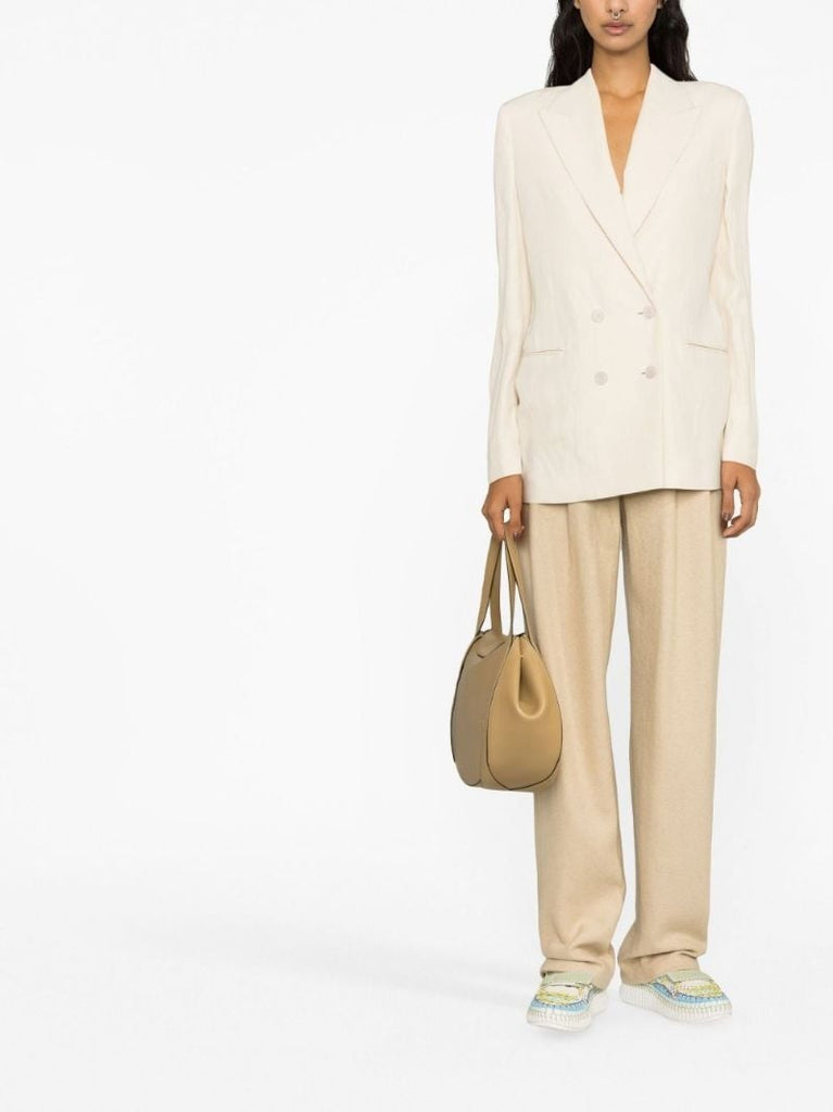 Neutral Double-breasted Blazer