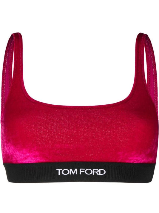 Pink Logo Velvet Bralette