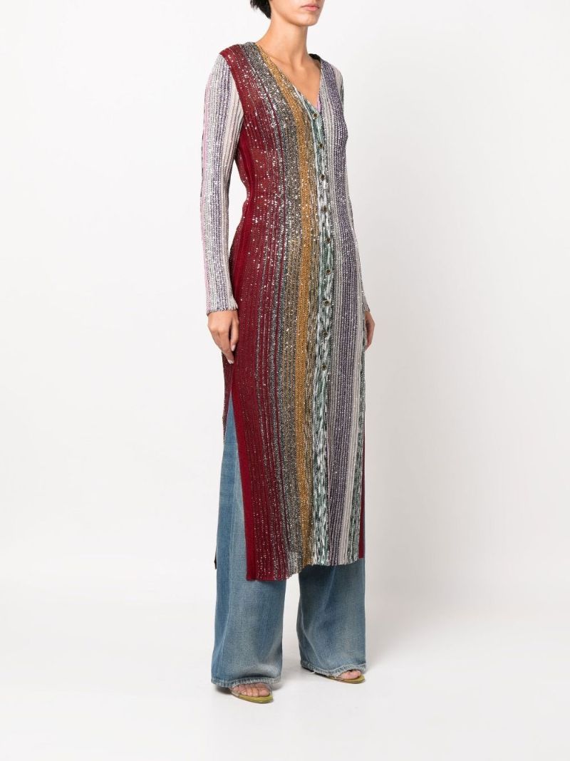 Silver Sequin Embellished Maxi Cardigan