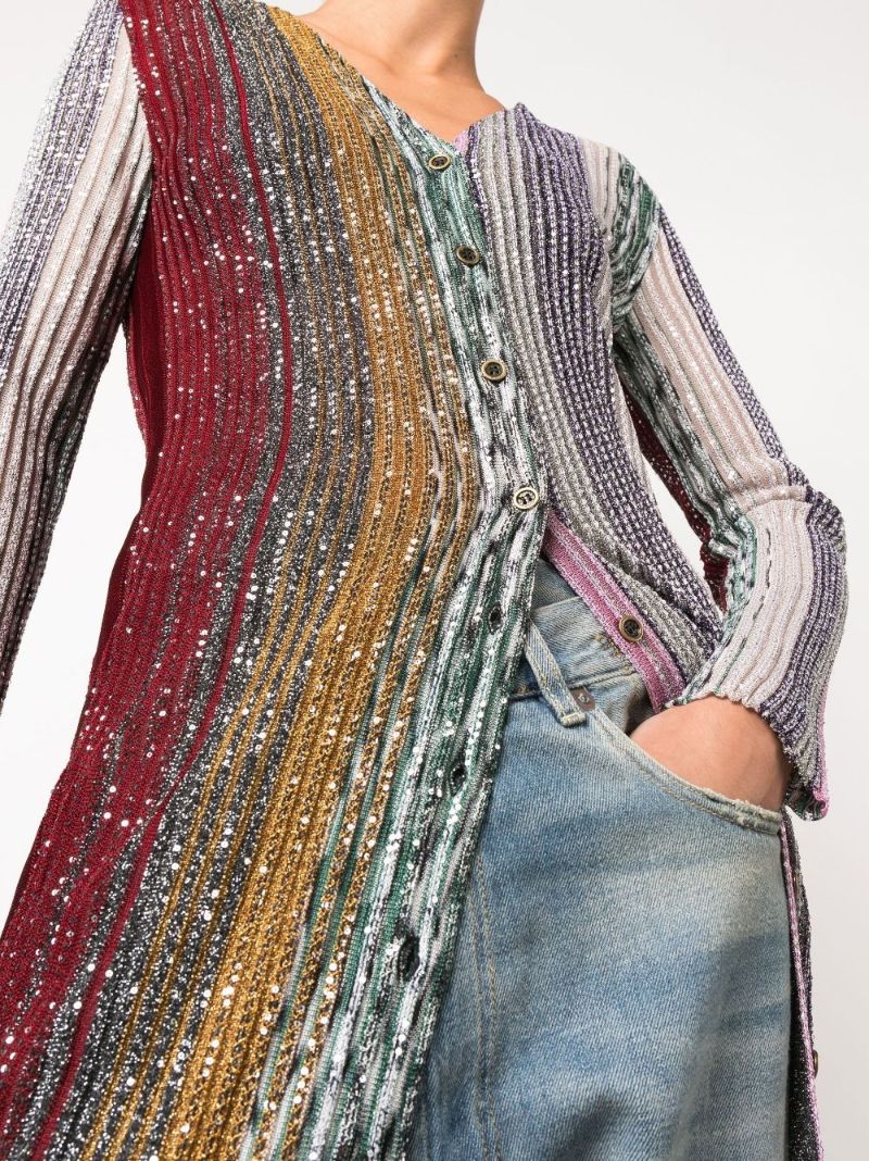 Silver Sequin Embellished Maxi Cardigan
