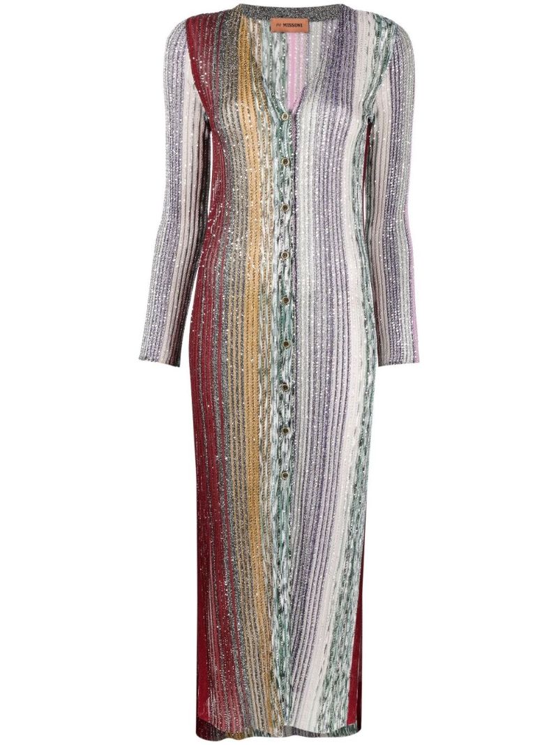 Silver Sequin Embellished Maxi Cardigan