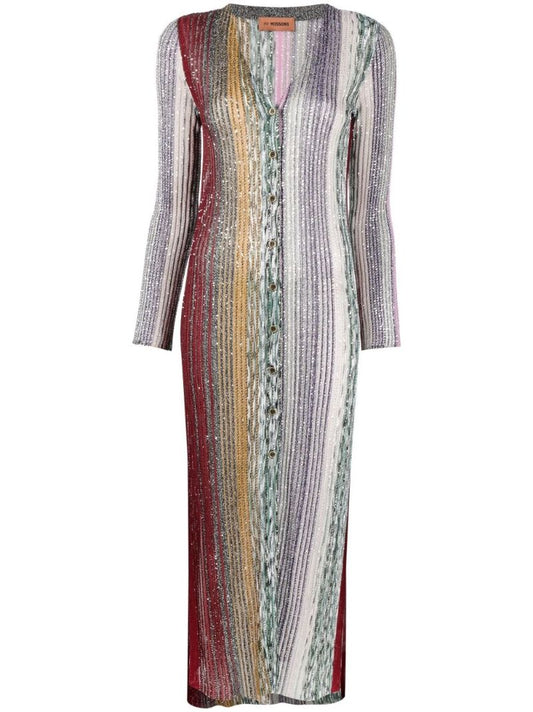 Silver Sequin Embellished Maxi Cardigan