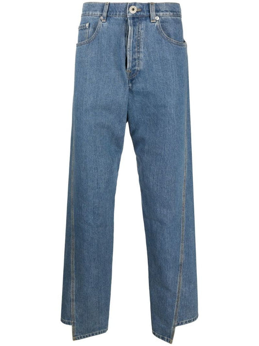 Blue Asymmetric High Waist Jeans