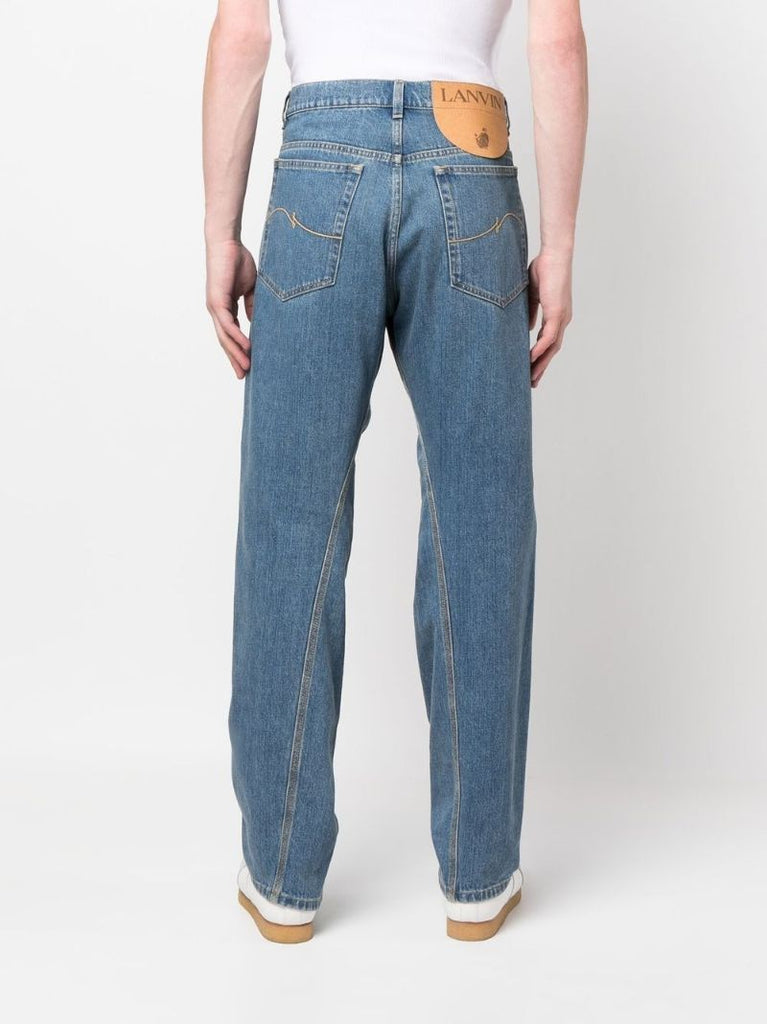 Blue Asymmetric High Waist Jeans