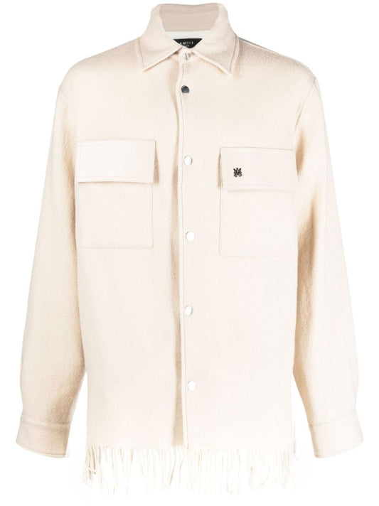 Neutral Wool Shirt Jacket
