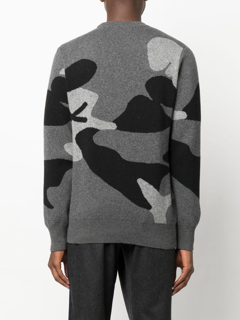 Grey Rick Kiss Camouflage Wool Sweater