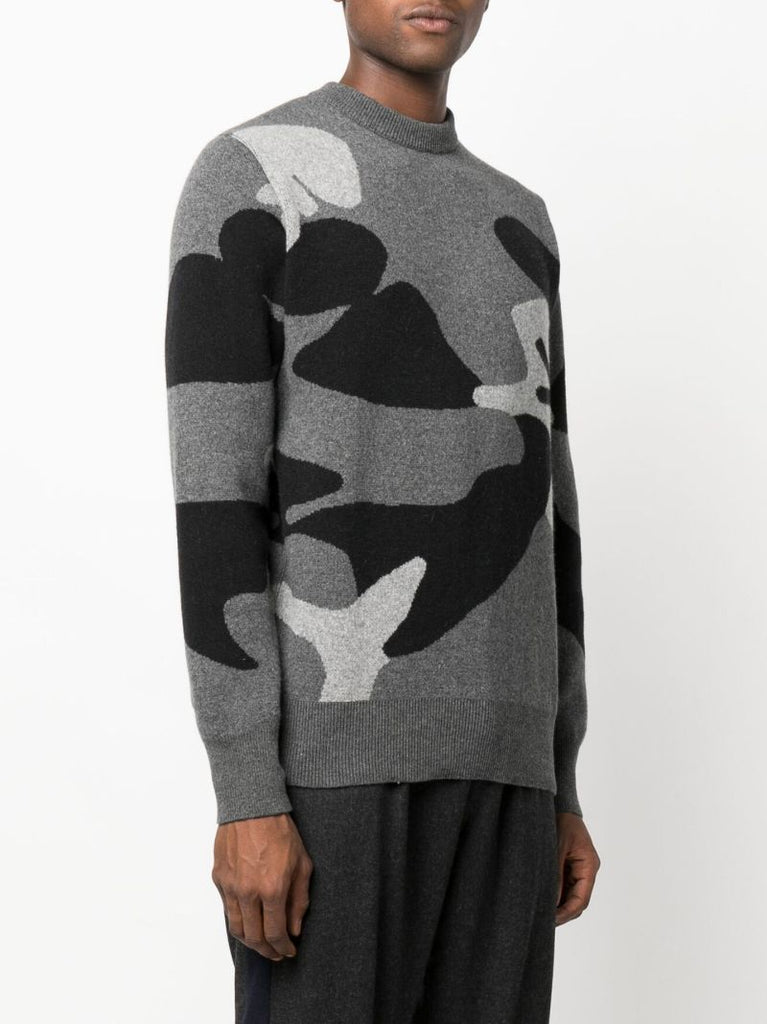 Grey Rick Kiss Camouflage Wool Sweater