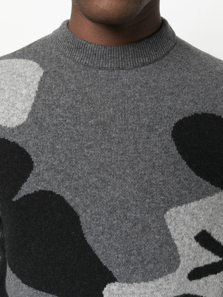 Grey Rick Kiss Camouflage Wool Sweater