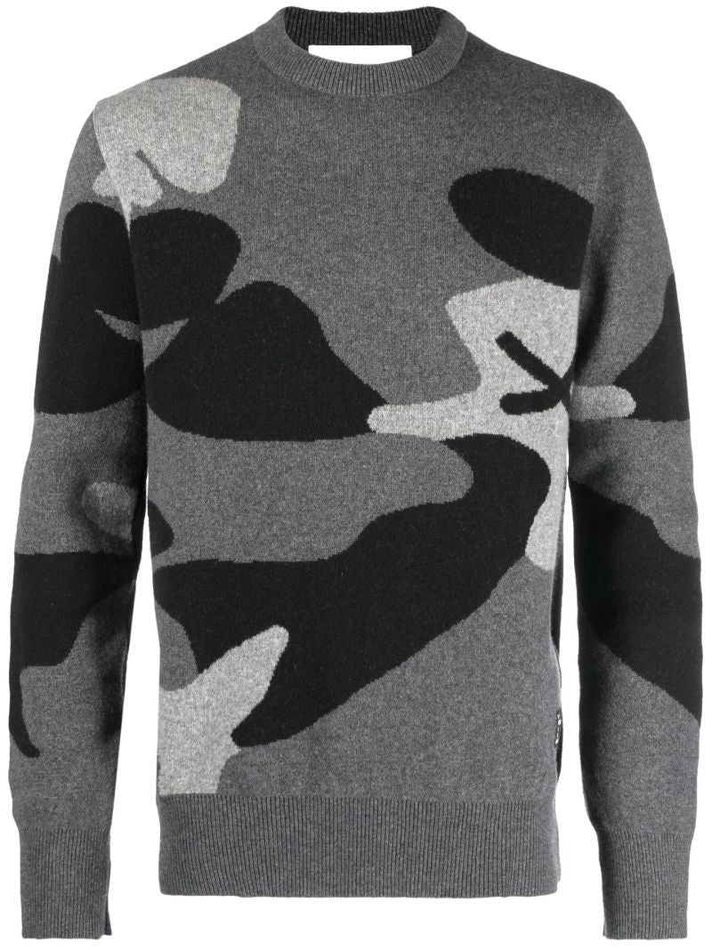 Grey Rick Kiss Camouflage Wool Sweater