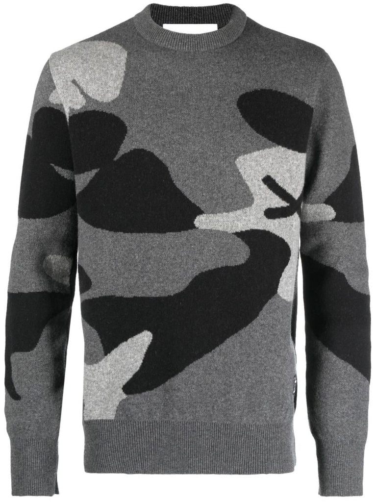 Grey Rick Kiss Camouflage Wool Sweater