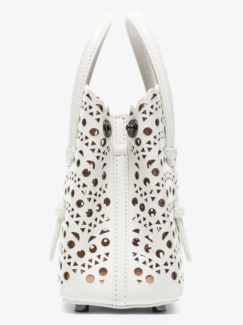 White Mina 16 Mini Leather Tote Bag