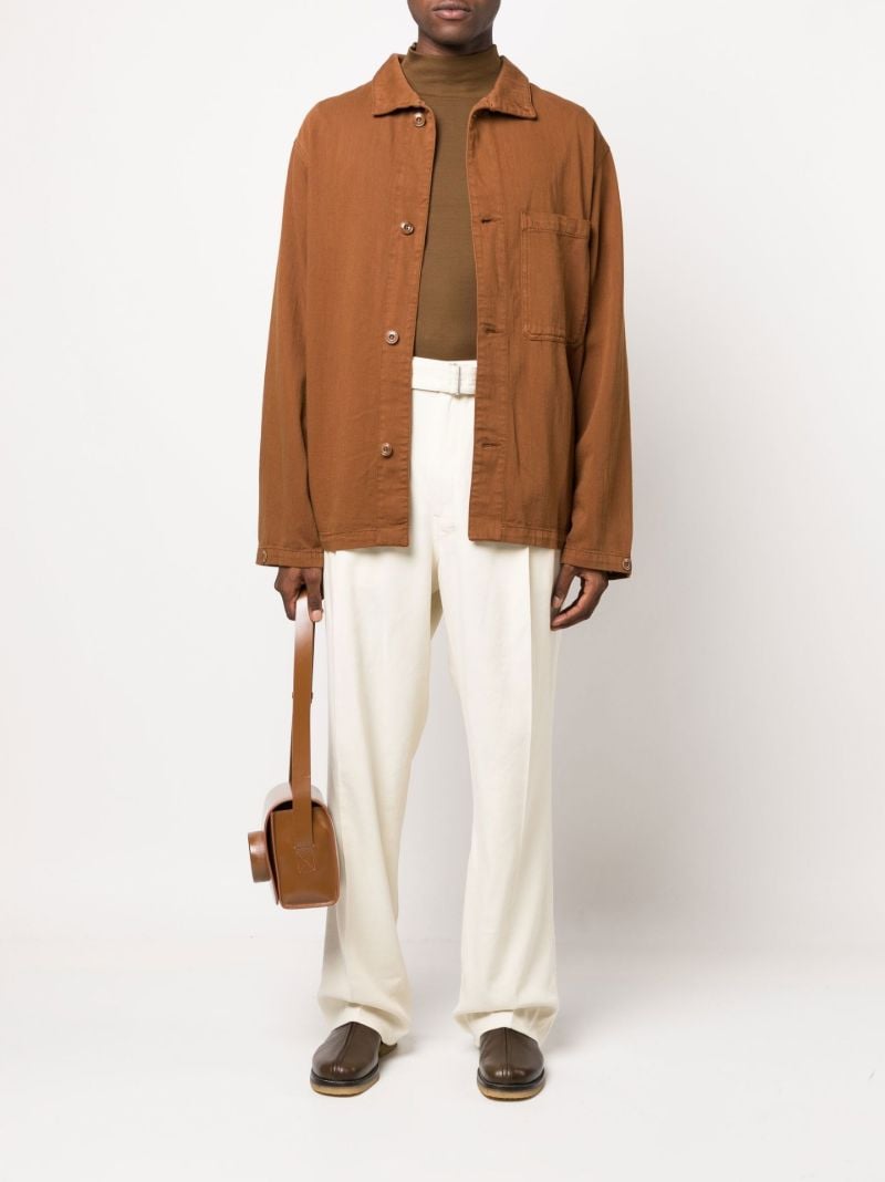 Neutral Pleated Straight-leg Trousers