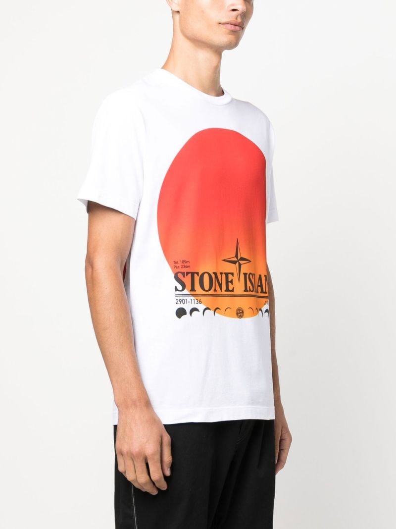 White Logo Print Cotton T-shirt