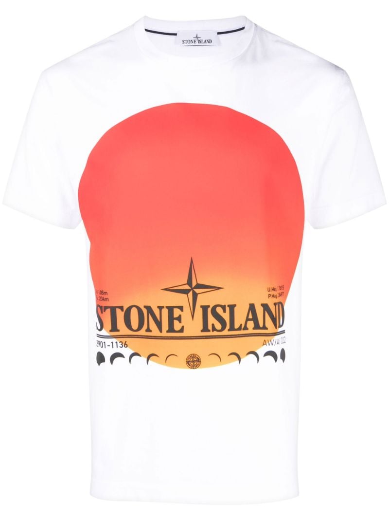 White Logo Print Cotton T-shirt