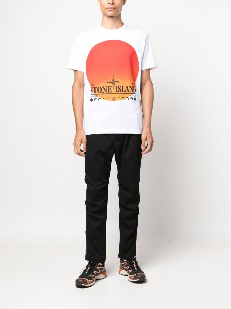White Logo Print Cotton T-shirt