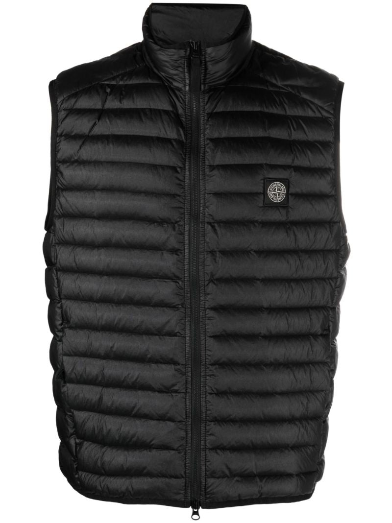 Black Zipped Puffer Gilet