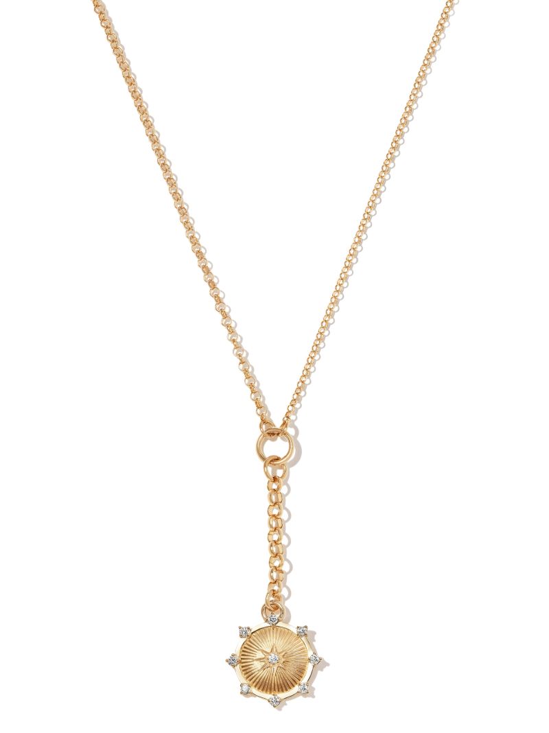 18k Yellow Gold Baby Spark Medallion Diamond Necklace