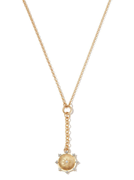 18k Yellow Gold Baby Spark Medallion Diamond Necklace