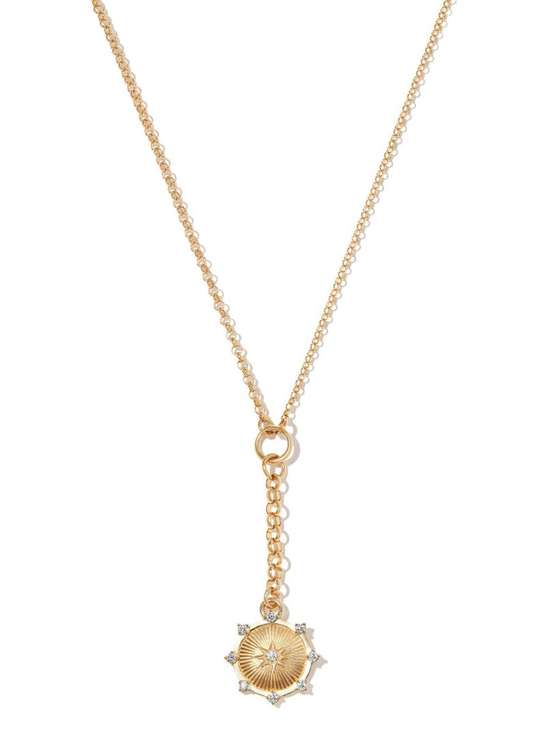 18k Yellow Gold Baby Spark Medallion Diamond Necklace
