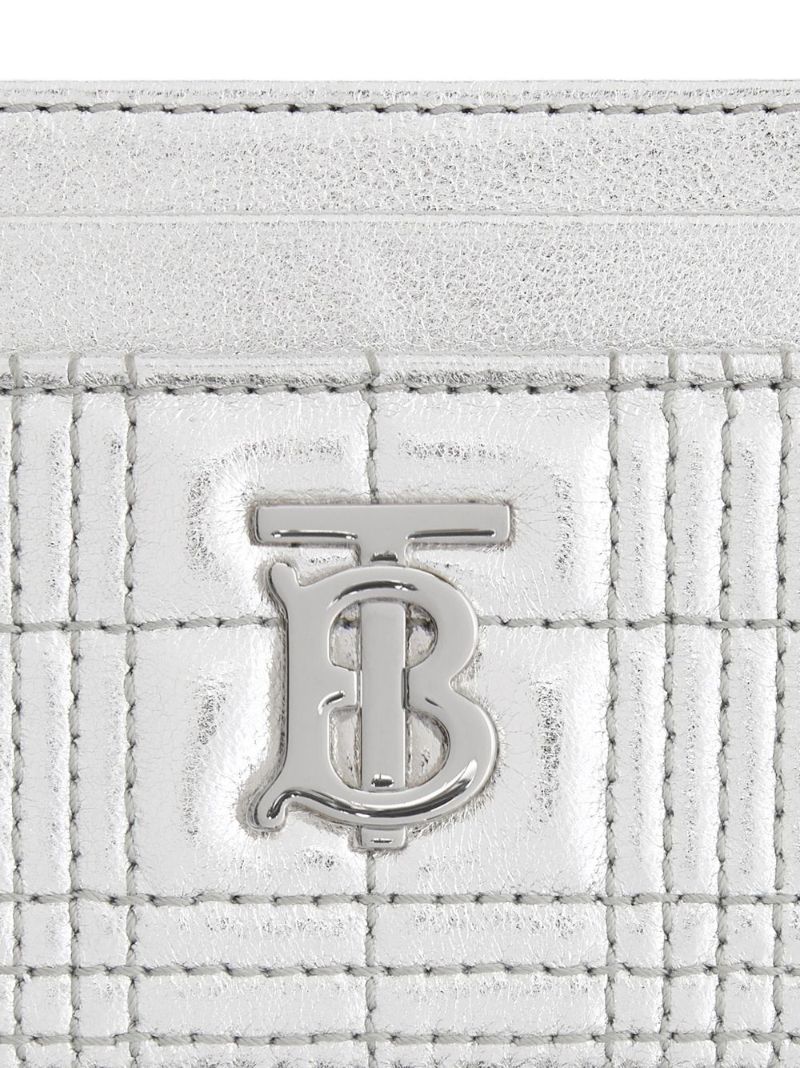Silver Quilted Leather Card Holder