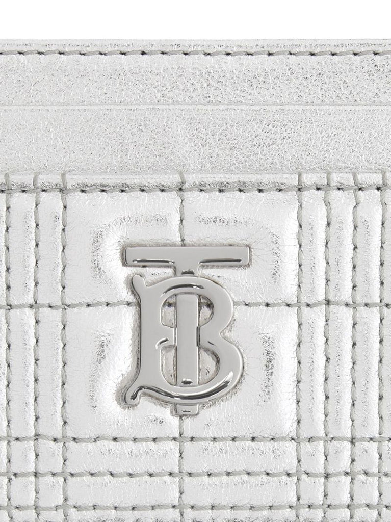 Silver Quilted Leather Card Holder