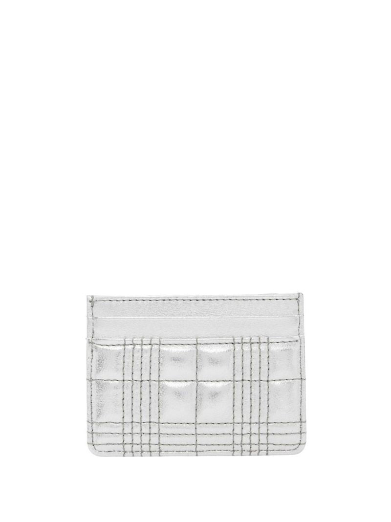 Silver Quilted Leather Card Holder
