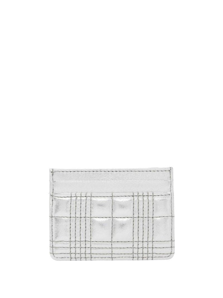 Silver Quilted Leather Card Holder