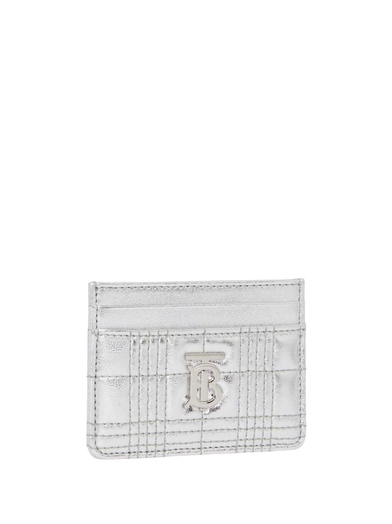 Silver Quilted Leather Card Holder