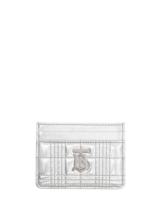 Silver Quilted Leather Card Holder