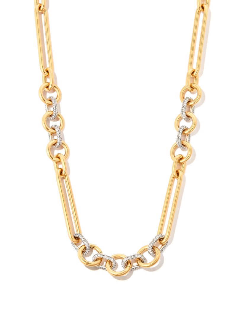 18k Yellow Gold Feature Mixed Clip Diamond Necklace