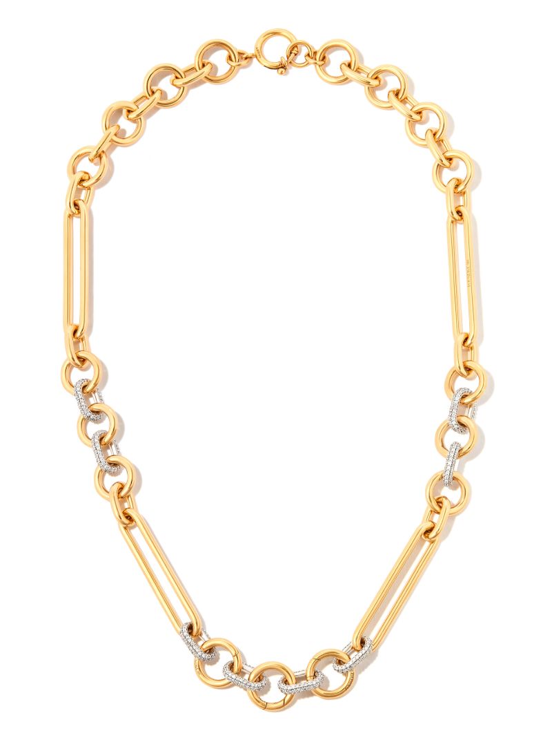 18k Yellow Gold Feature Mixed Clip Diamond Necklace