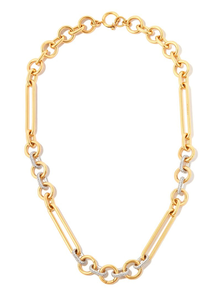 18k Yellow Gold Feature Mixed Clip Diamond Necklace