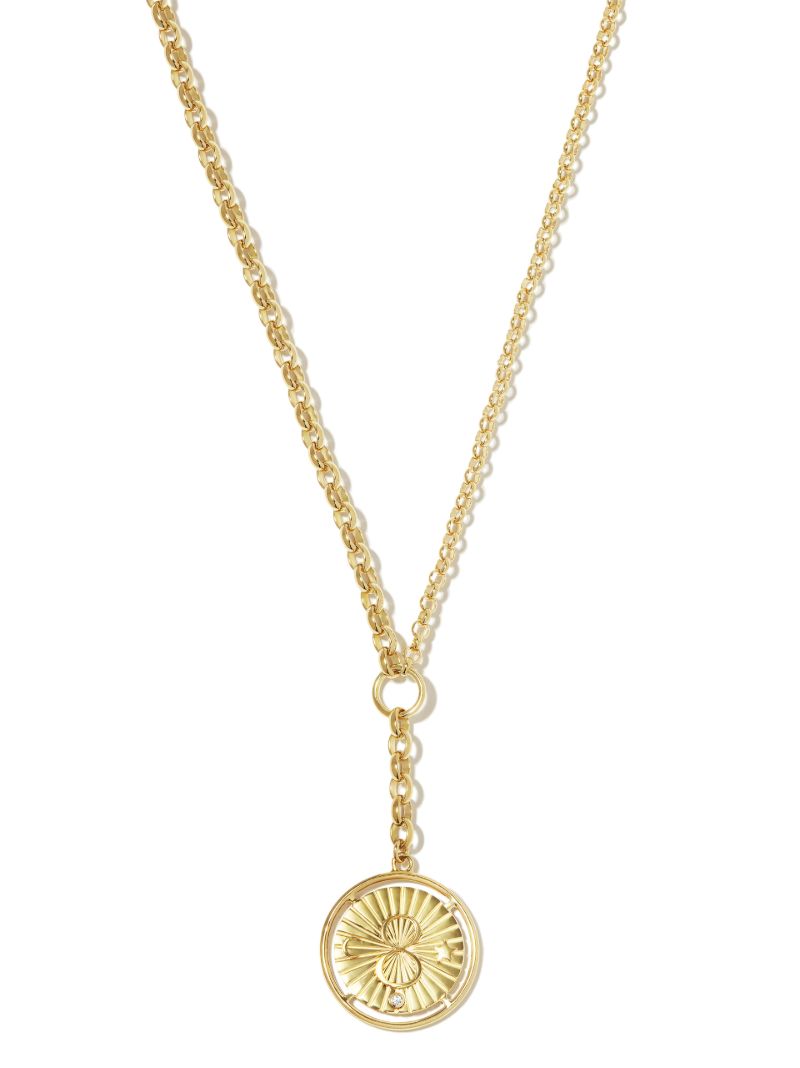 18k Yellow Gold Karma Large Medallion Diamond Necklace