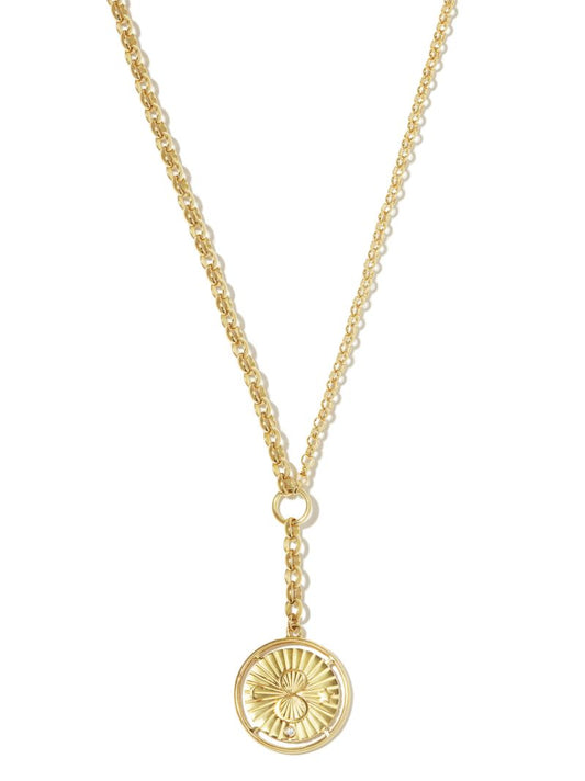 18k Yellow Gold Karma Large Medallion Diamond Necklace