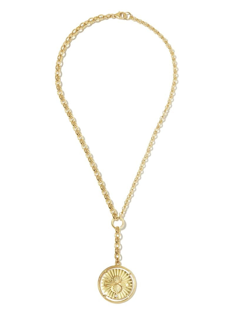 18k Yellow Gold Karma Large Medallion Diamond Necklace