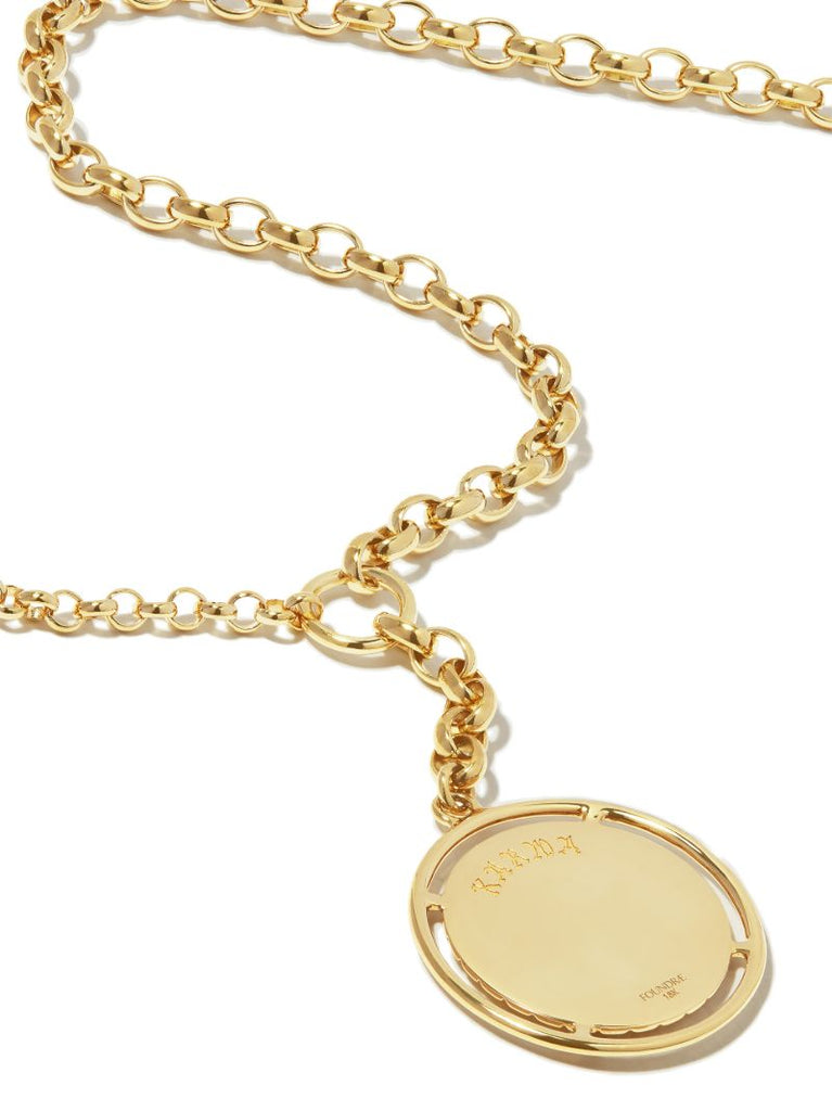 18k Yellow Gold Karma Large Medallion Diamond Necklace
