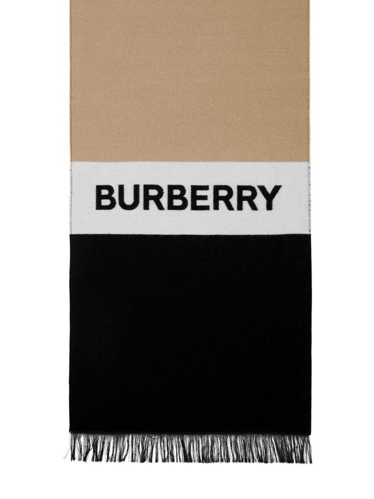 Brown Logo Jacquard Wool Scarf