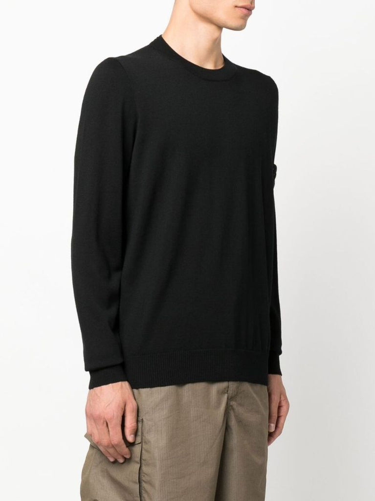 Black Logo AppliquÃ_x0083_Â© Wool Sweater