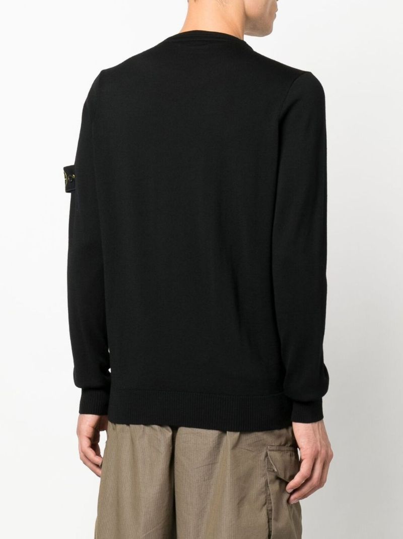 Black Logo AppliquÃ_x0083_Â© Wool Sweater