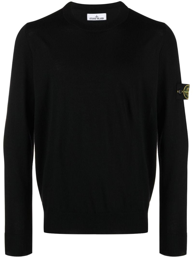 Black Logo AppliquÃ_x0083_Â© Wool Sweater