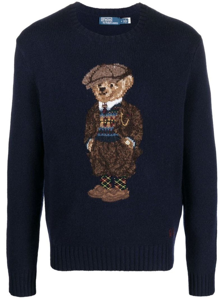 Navy Polo Bear Wool Sweater
